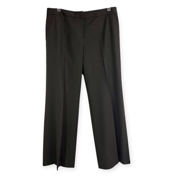 Lafayette 148 Barrow Wide Leg Virgin Wool Trousers SIZE 14 Black High Rise Pants - Picture 1 of 8